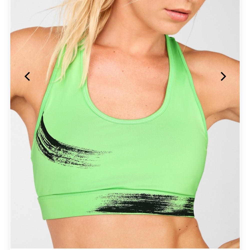 Fabletics sage printed medium impact sports bra